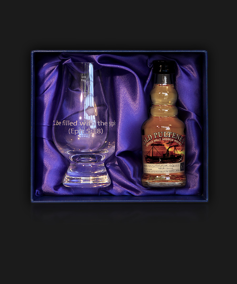Miniature Whisky with Custom Engraved Glencairn Glass